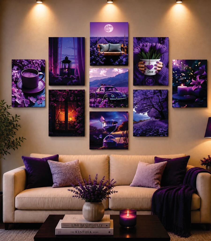 Set of 9 Premium Wall Art Photo Tiles – Modern Home Decor Set, 8x11 Inches