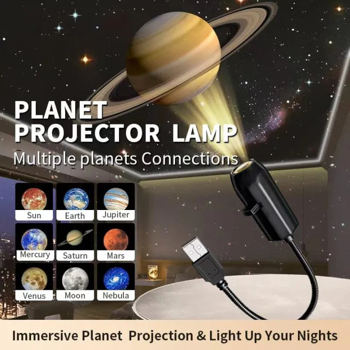 USB Moon & Earth Projector Light – Flexible Gooseneck with Interchangeable Film Slides