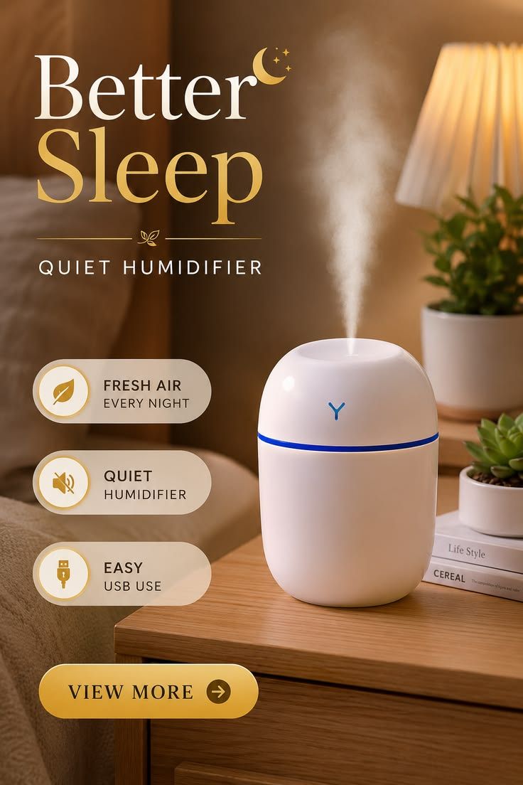 Mini Silent Humidifier & USB Aroma Diffuser – Cool Mist with LED Night Light