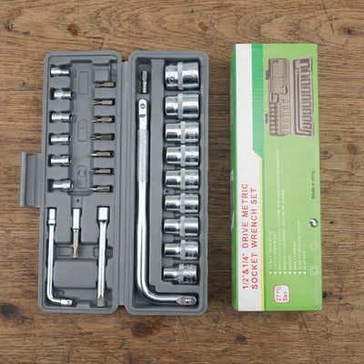 27-Piece Socket Wrench Set Complete Hand Tool Kit for Home, Garage & Repairs