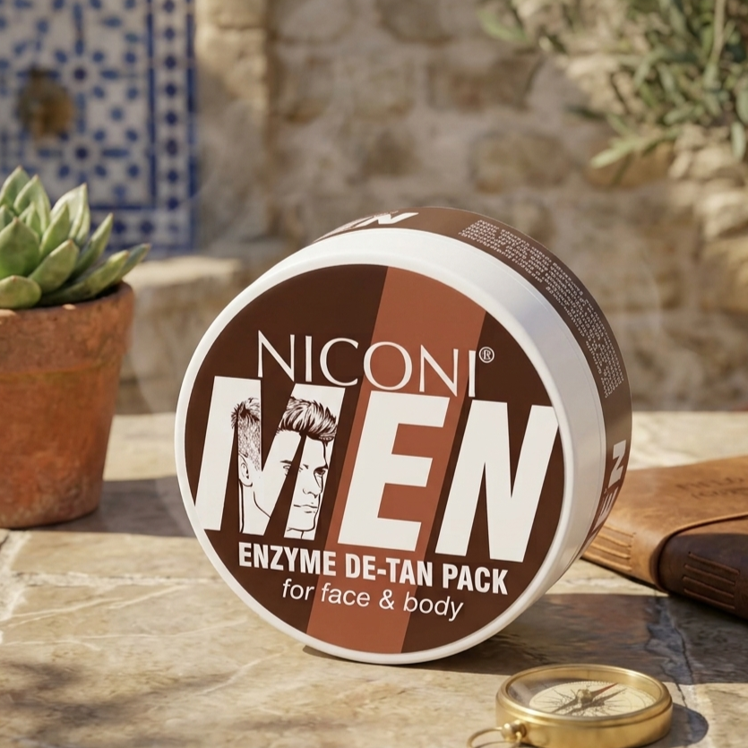 Niconi Men Enzyme De-Tan Pack – Brightening & Deep Cleansing Facial Pack for Men, 100g
