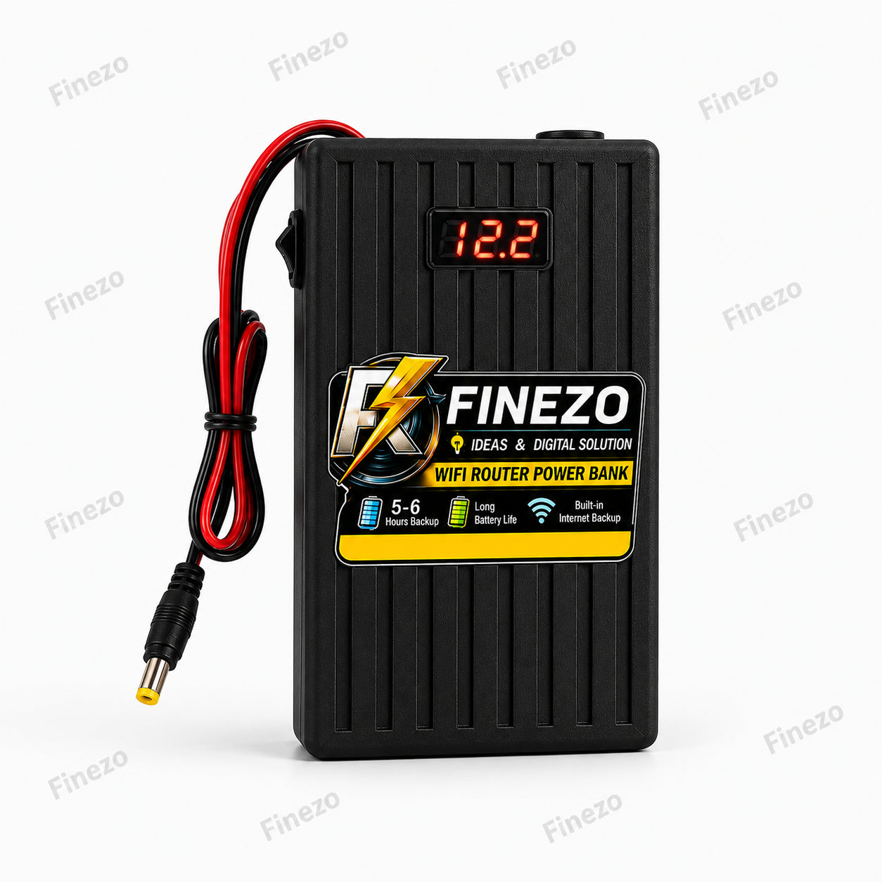 Finezo 12V WiFi Router Power Bank – UPS Backup with Digital Voltage Display