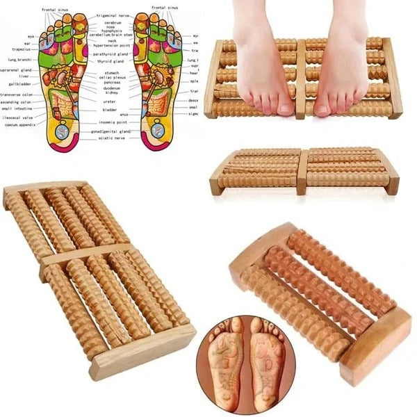 Traditional Wooden Foot Massager – Natural Roller for Relaxation & Foot Care