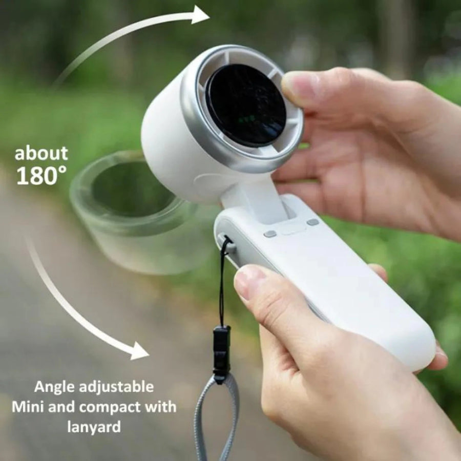 Handheld Folding Turbo Fan – 5-Speed Portable Rechargeable Mini Fan