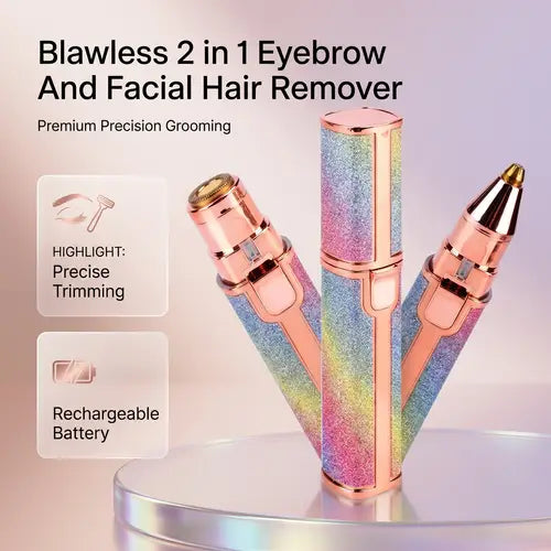 2-in-1 USB Rechargeable Eyebrow Trimmer & Facial Hair Shaver – HX-203B