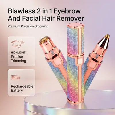 2-in-1 USB Rechargeable Eyebrow Trimmer & Facial Hair Shaver – HX-203B