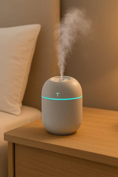 Mini Silent Humidifier & USB Aroma Diffuser – Cool Mist with LED Night Light