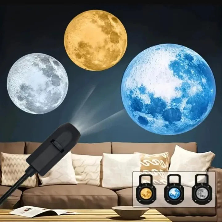 USB Moon & Earth Projector Light – Flexible Gooseneck with Interchangeable Film Slides