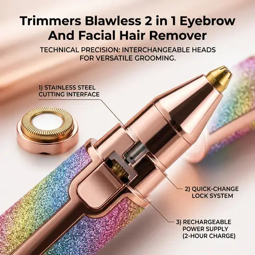 2-in-1 USB Rechargeable Eyebrow Trimmer & Facial Hair Shaver – HX-203B