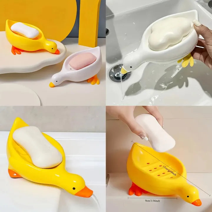 Cute Duck Self-Draining Soap Holder – Quick Drain Soap Dish for Bathroom & Kitchen